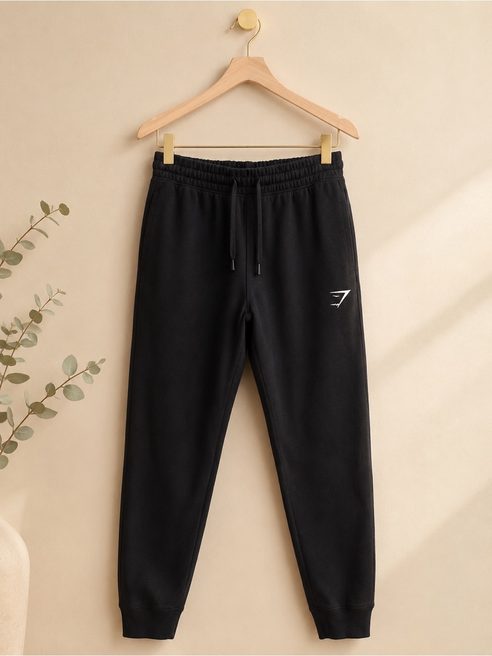 Gymshark Black Women jogger Sweatpants with White Logo
